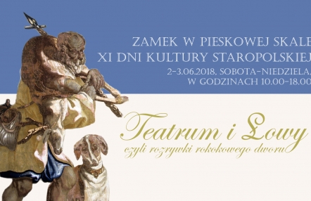Infografika wydarzenia Dni kultury staropolskiej z namalowaną postacią pieska i łowcy z jelonkiem plecach.