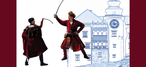 trójka młodych osób w strojach historycznych